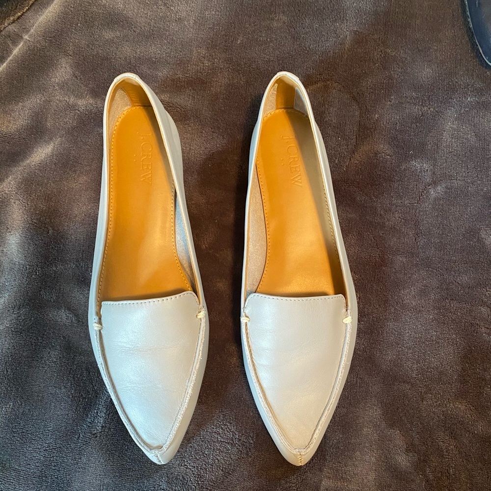J Crew light gray leather flats